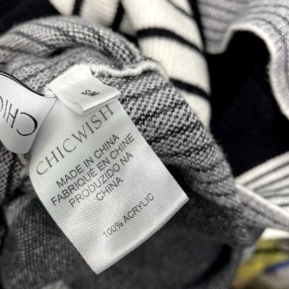 Chicwish Poncho Sweater with Long Sleeves Black and White Mock Turtleneck S/M - Picture 4 of 4